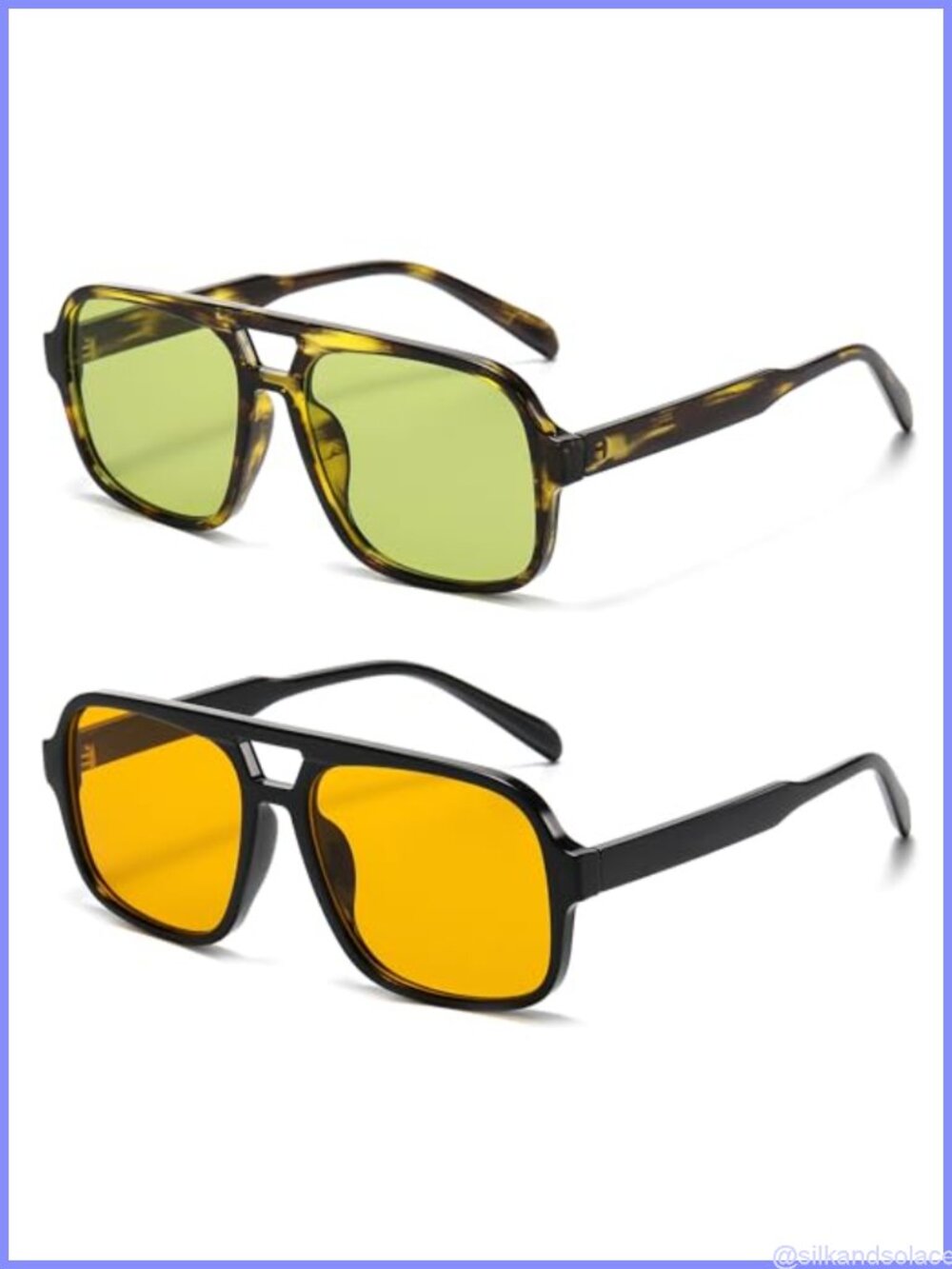Oversized Square Retro Aviator Sunglasses UV400 Full-Frame Unisex